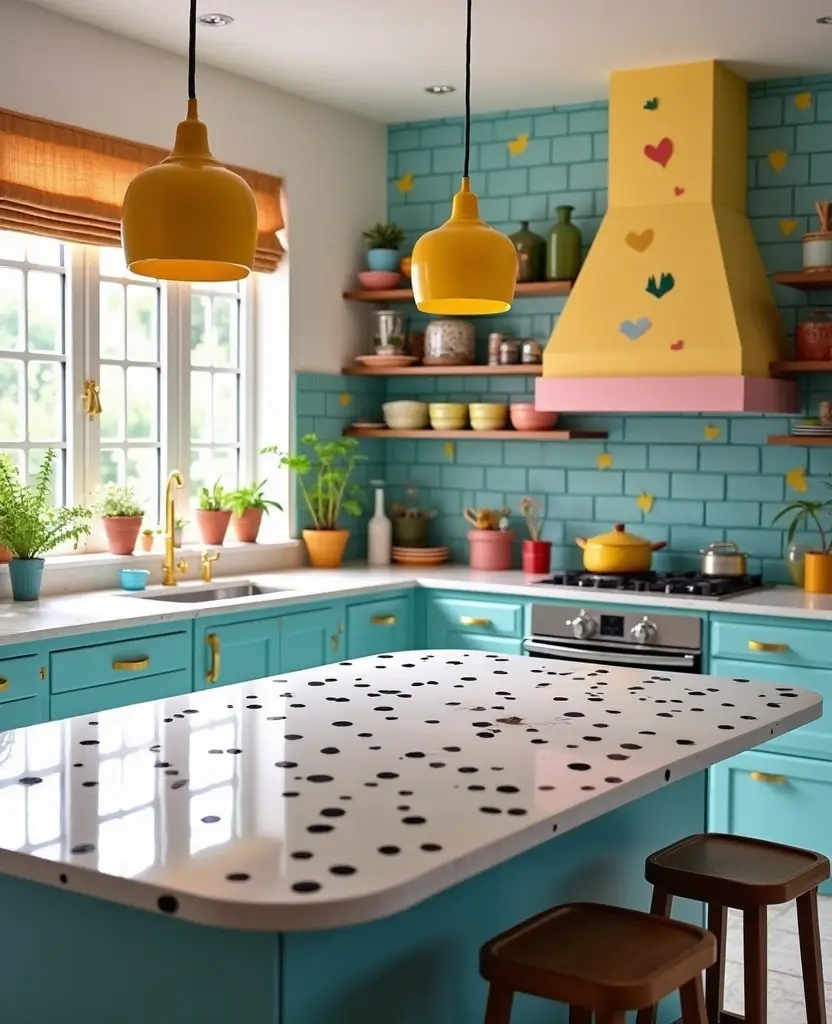 Transform Your Space: 19 White Granite Countertops That Exude Luxury! - 4. Whimsical White with Black Dots