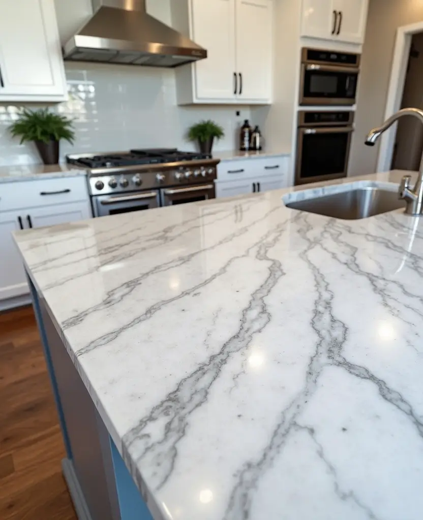Transform Your Space: 19 White Granite Countertops That Exude Luxury! - 6. Frosty White with Silver Swirls