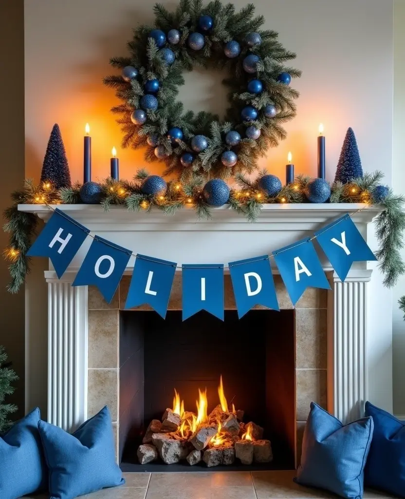 Transform Your Space with 19 Cozy Blue Holiday Decor Ideas for Your Living Room! 81 Transform Your Space with 19 Cozy Blue Holiday Decor Ideas for Your Living Room! - 12. Blue Holiday Banners