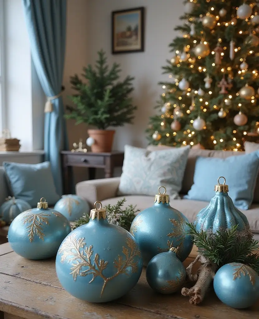 Transform Your Space with 19 Cozy Blue Holiday Decor Ideas for Your Living Room! 95 Transform Your Space with 19 Cozy Blue Holiday Decor Ideas for Your Living Room! - 14. Blue Vintage Decor