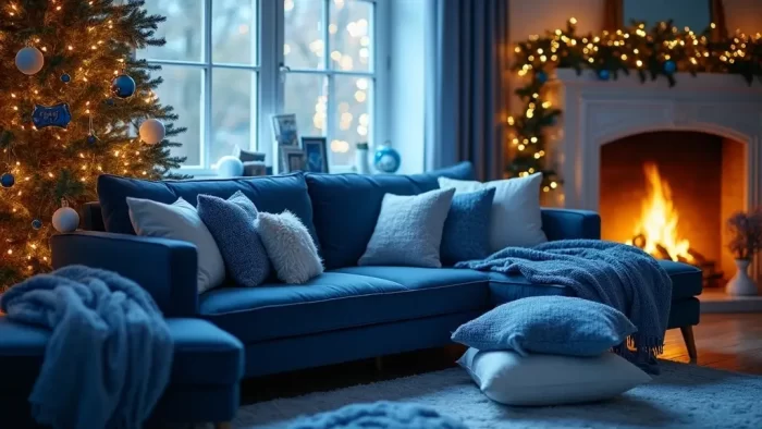 Transform Your Space with 19 Cozy Blue Holiday Decor Ideas for Your Living Room!