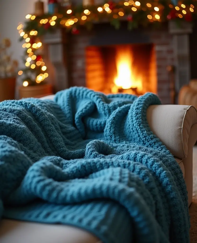 Transform Your Space with 19 Cozy Blue Holiday Decor Ideas for Your Living Room! 51 Transform Your Space with 19 Cozy Blue Holiday Decor Ideas for Your Living Room! - 8. Blue Holiday Throws