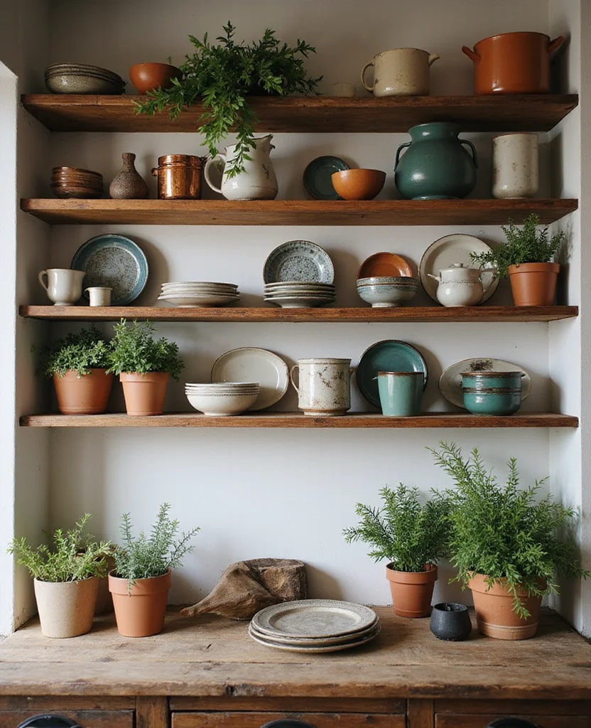 Transform Your Space with 19 Earthy Kitchen Ideas That Are Pure Aesthetic Goals! - 5. Rustic Open Shelving