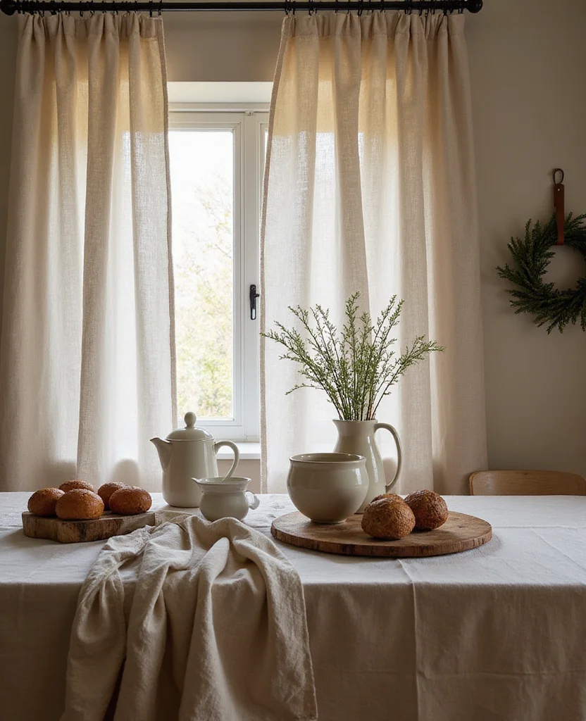 Transform Your Space with 19 Earthy Kitchen Ideas That Are Pure Aesthetic Goals! - 6. Textured Fabrics