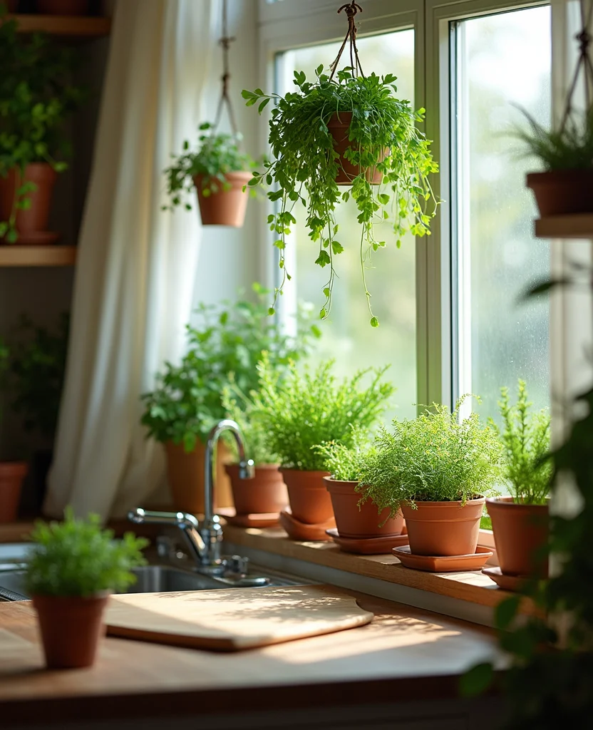 Transform Your Space with 19 Earthy Kitchen Ideas That Are Pure Aesthetic Goals! - 7. Indoor Plants