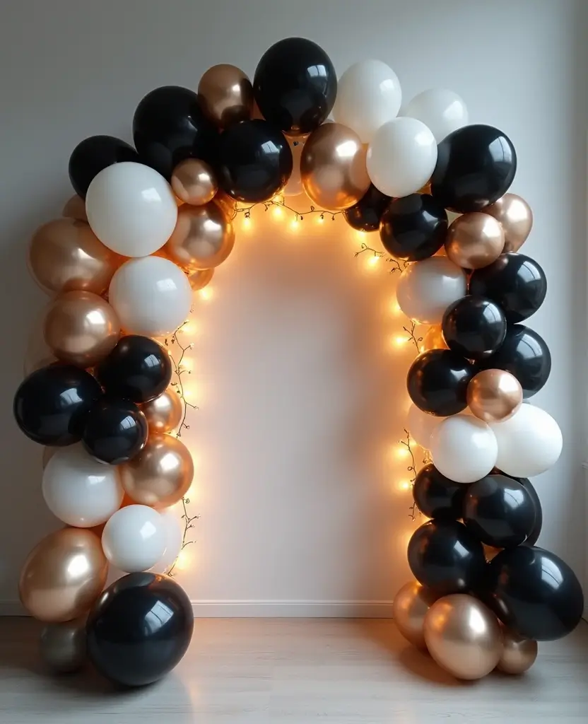 Transform Your Space with These 19 Minimalist Yet Classy New Year Party Décor Ideas! - 1. Monochrome Balloon Arches