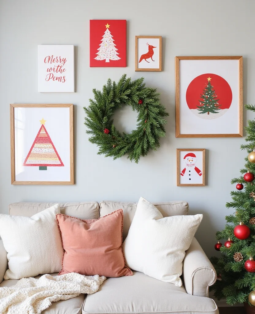 Transform Your Space with These 19 Modern Christmas Decor Ideas (You Won't Believe #7!) - 8. Festive Wall Art