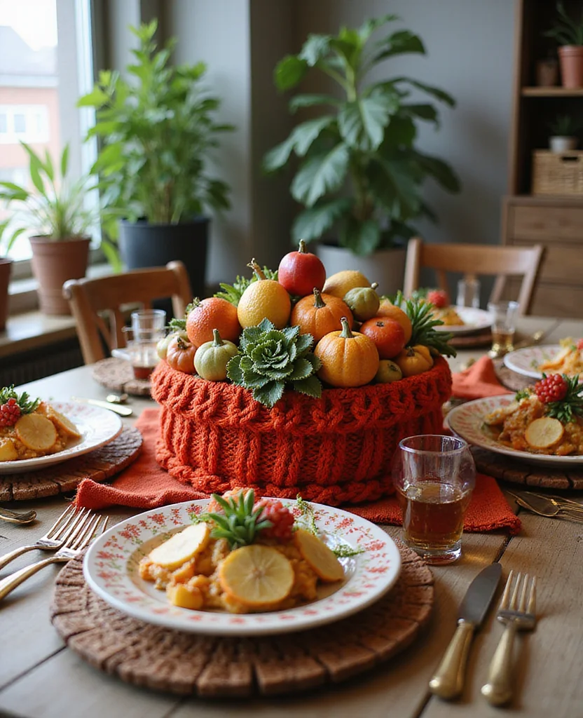 Transform Your Table with These 19 Cozy Winter Centerpieces (You Won't Believe #7!) - 12. Colorful Knit Centerpiece