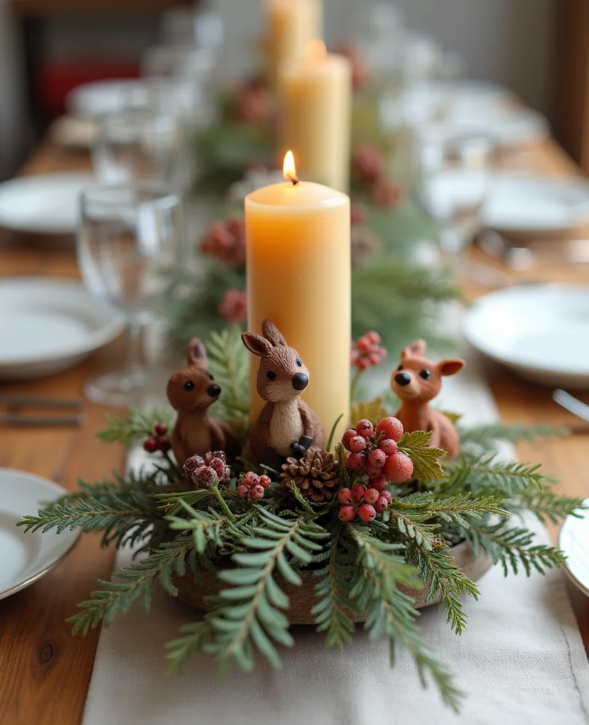 Transform Your Table with These 19 Cozy Winter Centerpieces (You Won't Believe #7!) - 15. Winter Woodland Theme