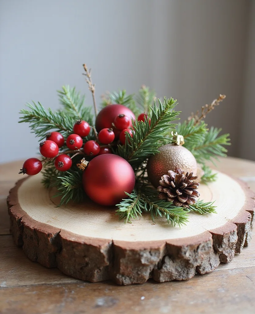 Transform Your Table with These 19 Cozy Winter Centerpieces (You Won't Believe #7!) - 2. Rustic Wood Slice Centerpiece