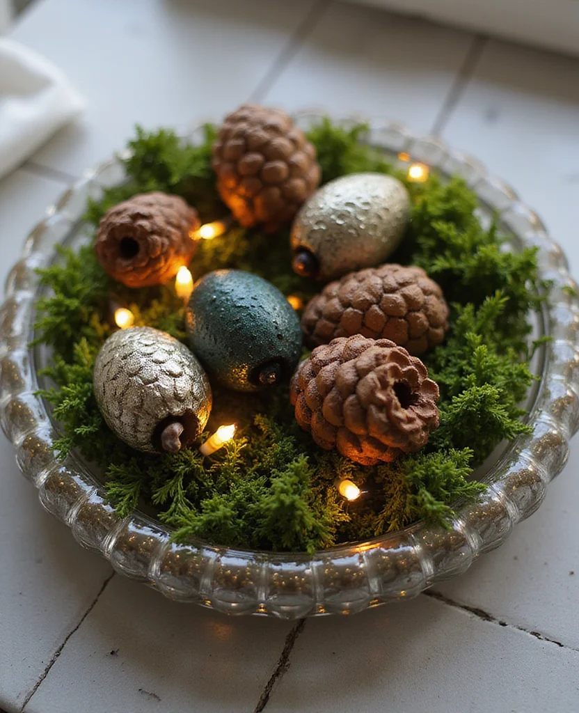 Transform Your Table with These 19 Cozy Winter Centerpieces (You Won't Believe #7!) - 3. Glittering Pinecone Cascade