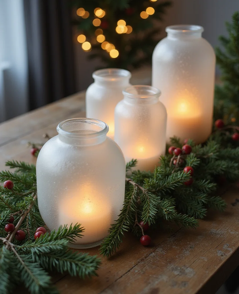 Transform Your Table with These 19 Cozy Winter Centerpieces (You Won't Believe #7!) - 6. Frosted Glass Lanterns