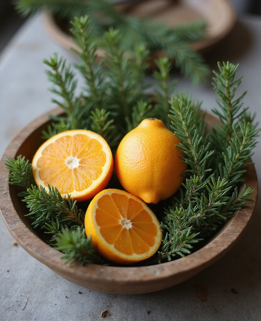 Transform Your Table with These 19 Cozy Winter Centerpieces (You Won't Believe #7!) - 8. Natural Cedar and Citrus Arrangement