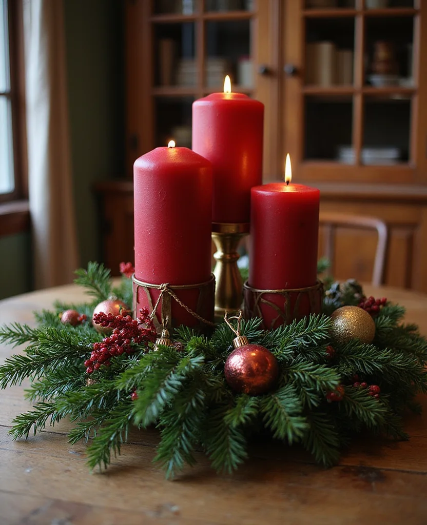 Transform Your Table with These 19 Unforgettable Christmas Centerpiece Ideas! - 18. Classic Red and Green Theme