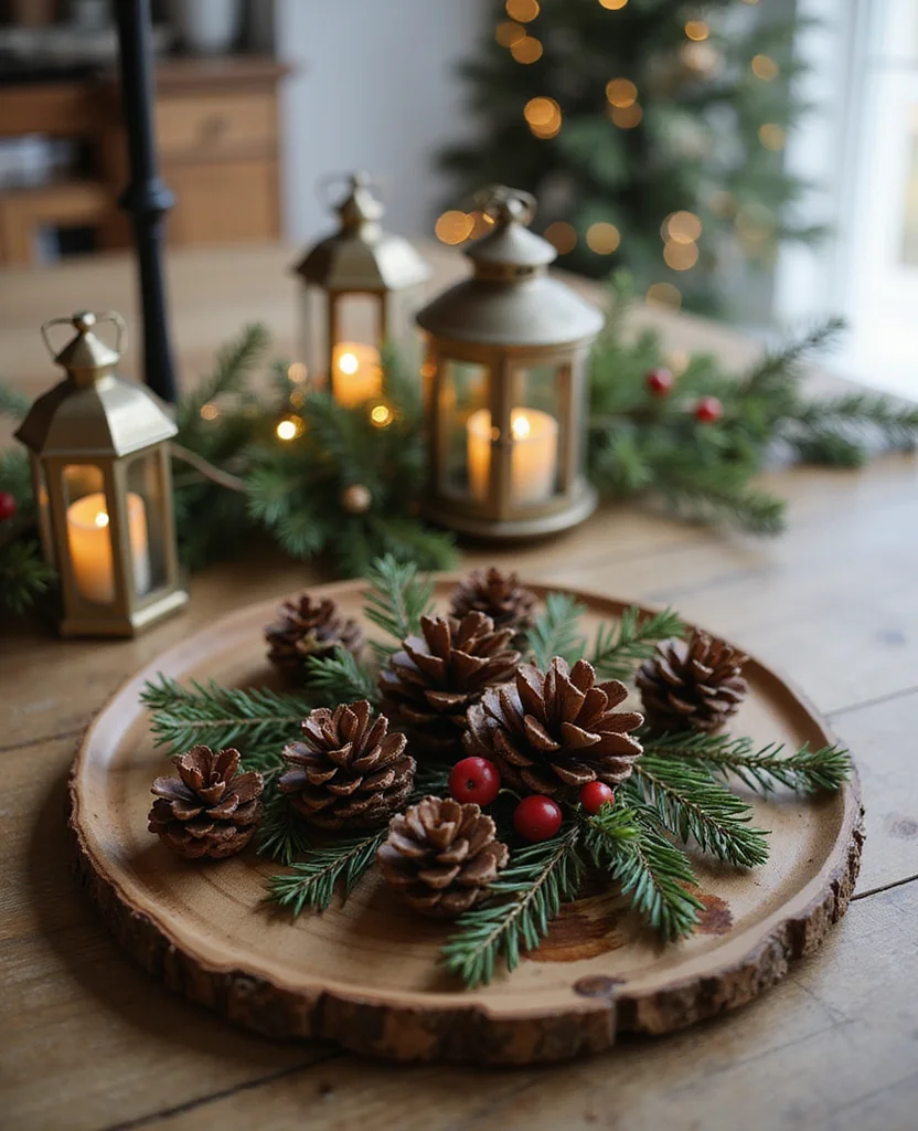 Transform Your Table with These 19 Unforgettable Christmas Centerpiece Ideas! - 2. Rustic Charm with Pinecones and Berries