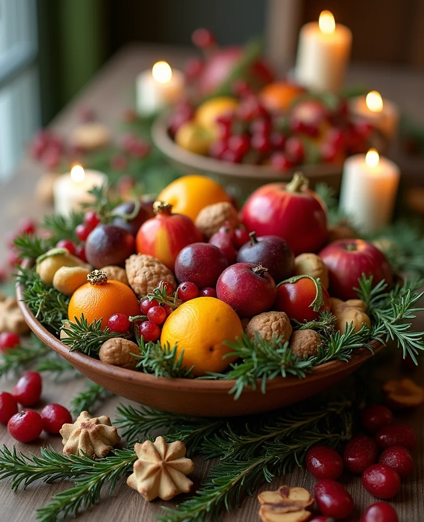 Transform Your Table with These 19 Unforgettable Christmas Centerpiece Ideas! - 7. Festive Fruit and Nut Medley