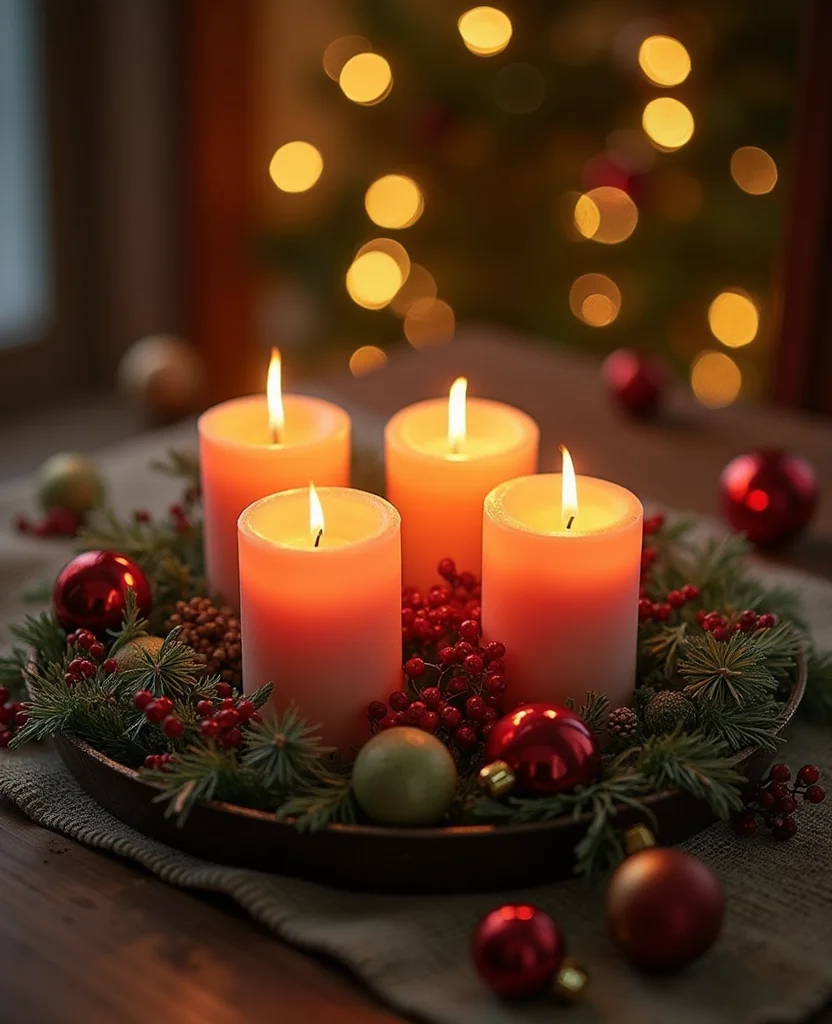 Transform Your Table with These 19 Unforgettable Christmas Centerpiece Ideas! - 9. Advent Candle Display