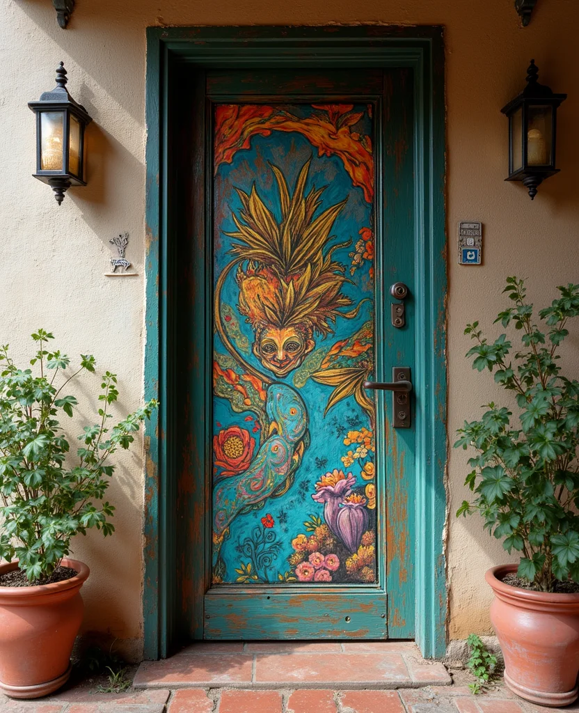 Accent Door Designs Are 2026’s Hottest Home Trend — And No One Saw It Coming! 13 Unlock Your Creativity: 19 Accent Door Designs That'll Make You Say 'Wow!' - 12. Artistic Painted Mural