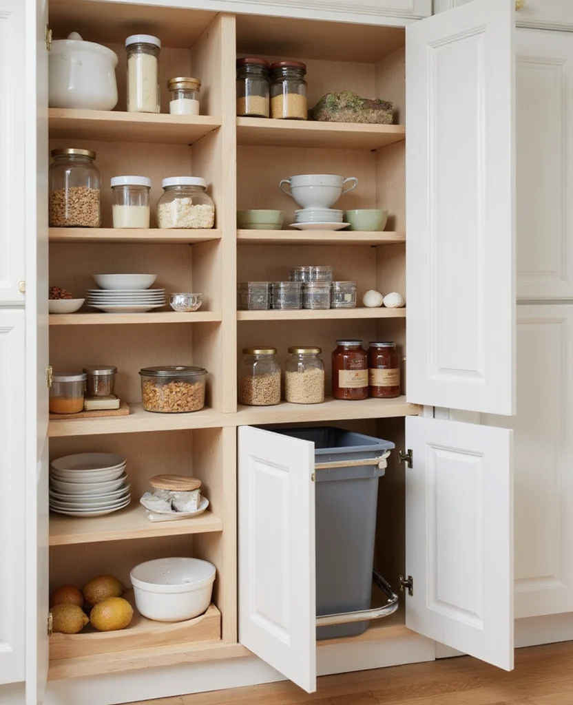 Unlock the Secret: 19 Small Pantry Ideas That Transform Your Storage (Say Goodbye to Clutter!) - 11. Hidden Trash Bins