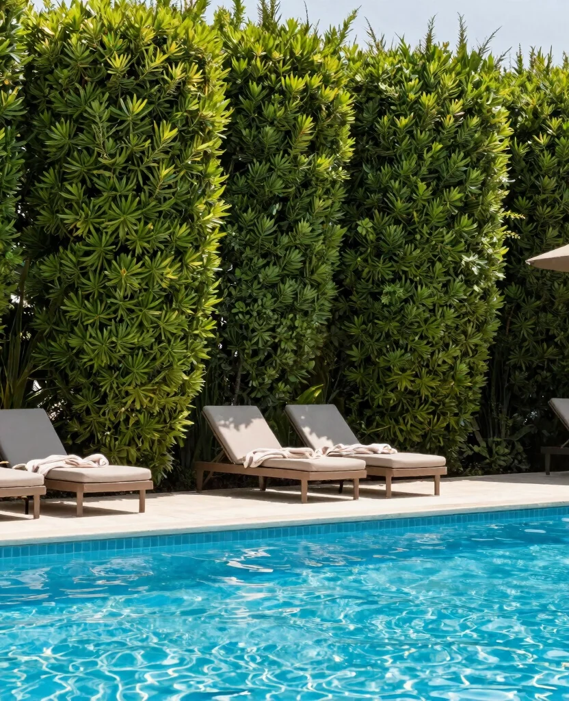 19 Beautiful Hedge Landscaping Ideas That Will Transform Your Yard into a Paradise! - 16. Hedges for Poolside Privacy