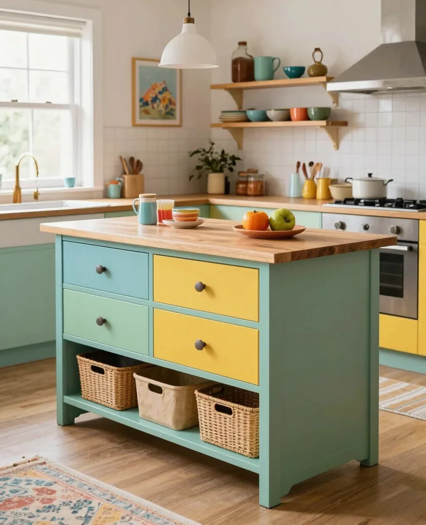 19 Budget-Friendly Kitchen Island Designs Against Wall That Look Expensive! - 11. Playful Upcycled Versions 1