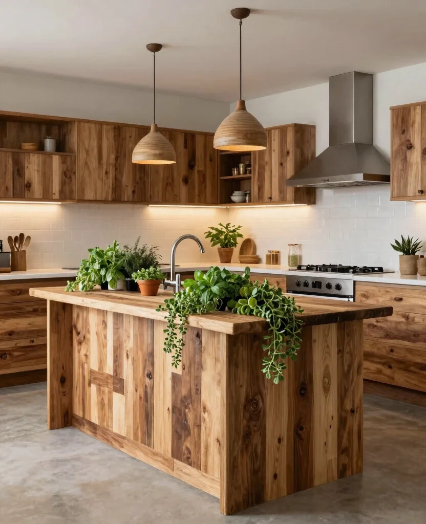 19 Budget-Friendly Kitchen Island Designs Against Wall That Look Expensive! - 18. Eco-Friendly Elements 1