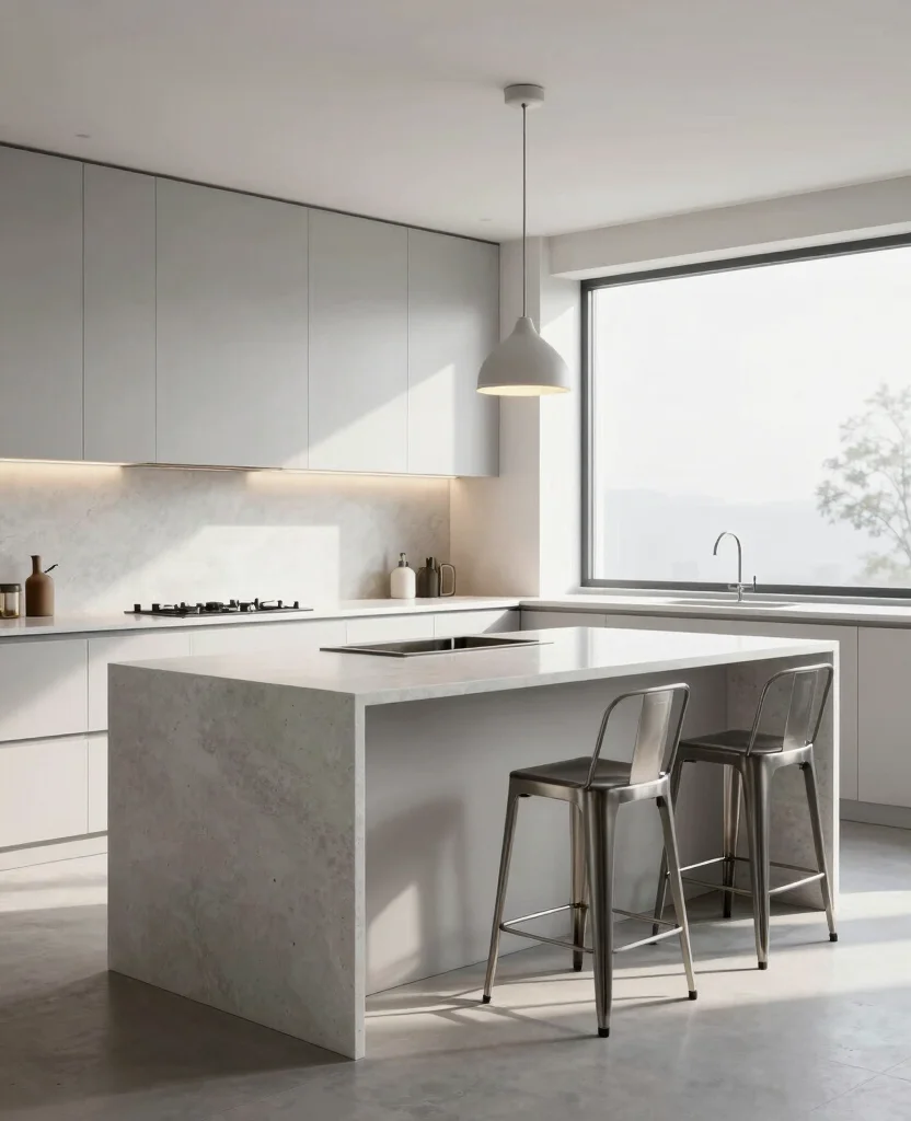 19 Budget-Friendly Kitchen Island Designs Against Wall That Look Expensive! - 2. Sleek Minimalist Design 1