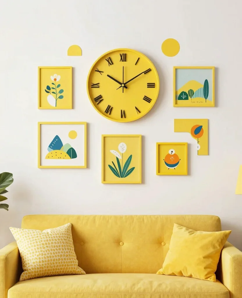 19 Cheerful Yellow Living Room Ideas to Lift Your Spirits (Check Out #5!) 103 19 Cheerful Yellow Living Room Decor Ideas to Lift Your Spirits (Check Out #5!) - 10. Yellow Wall Decor