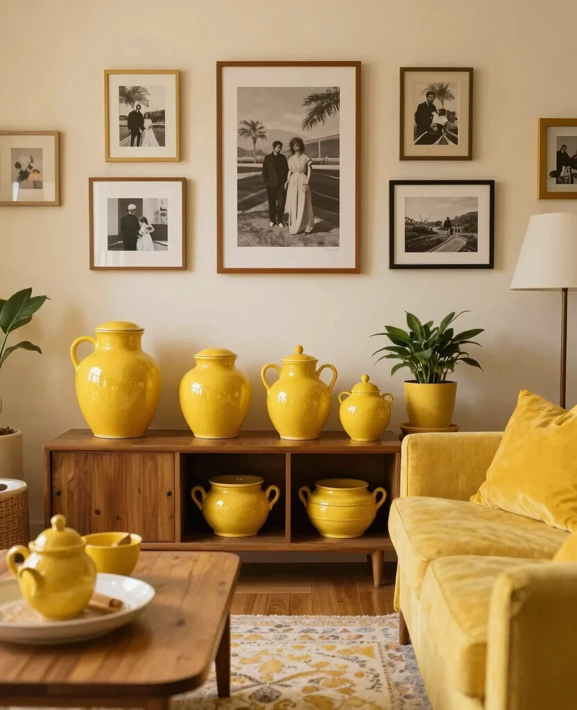 19 Cheerful Yellow Living Room Ideas to Lift Your Spirits (Check Out #5!) 125 19 Cheerful Yellow Living Room Decor Ideas to Lift Your Spirits (Check Out #5!) - 12. Vintage Yellow Decor Finds
