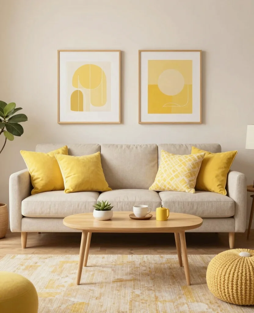 19 Cheerful Yellow Living Room Ideas to Lift Your Spirits (Check Out #5!) 204 19 Cheerful Yellow Living Room Decor Ideas to Lift Your Spirits (Check Out #5!) - 19. Yellow Inspired Decor Theme
