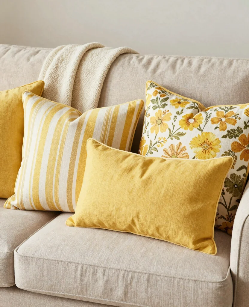 19 Cheerful Yellow Living Room Ideas to Lift Your Spirits (Check Out #5!) 13 19 Cheerful Yellow Living Room Ideas to Lift Your Spirits (Check Out #5!) - 2. Cheerful Yellow Pillows