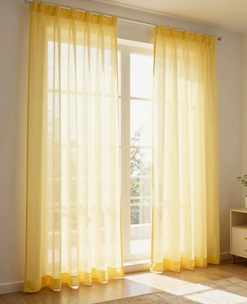 19 Cheerful Yellow Living Room Ideas to Lift Your Spirits (Check Out #5!) 79 19 Cheerful Yellow Living Room Decor Ideas to Lift Your Spirits (Check Out #5!) - 8. Yellow Curtains for Brightness