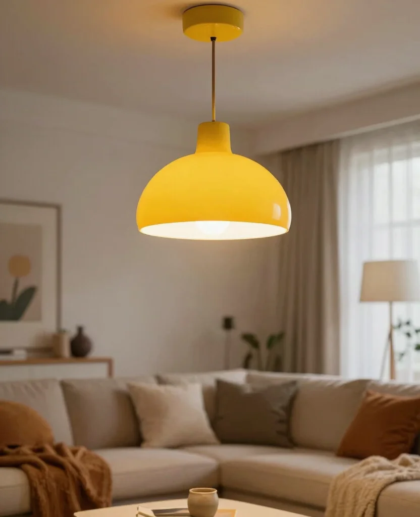 19 Cheerful Yellow Living Room Ideas to Lift Your Spirits (Check Out #5!) 92 19 Cheerful Yellow Living Room Decor Ideas to Lift Your Spirits (Check Out #5!) - 9. Funky Yellow Light Fixtures