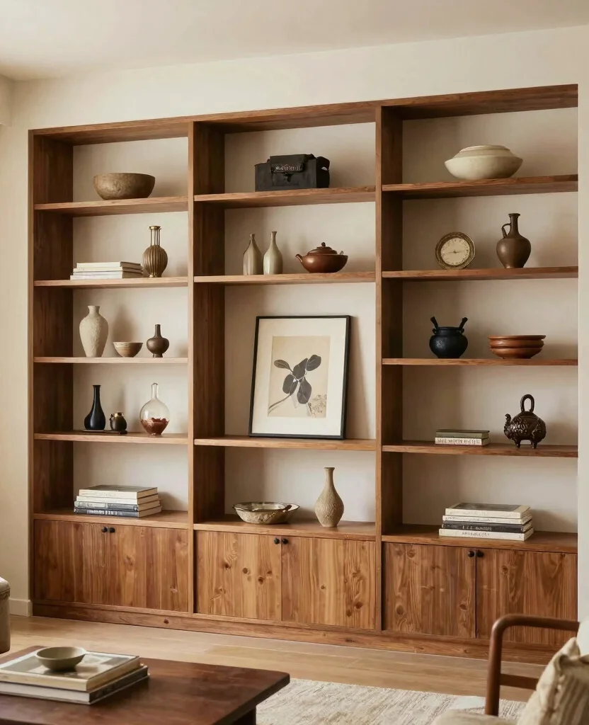 19 Clever Living Room Built-In Shelving Ideas That Maximize Your Space (You’ll Love #7!) 181 19 Clever Living Room Built-In Shelving Ideas That Maximize Your Space (You’ll Love #7!) - 17. Mix of Vintage and Modern Styles