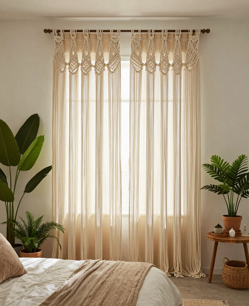 19 Creative Bedroom Divider Ideas That Will Transform Your Space Instantly! - 1. Boho Chic Macramé Curtain 1