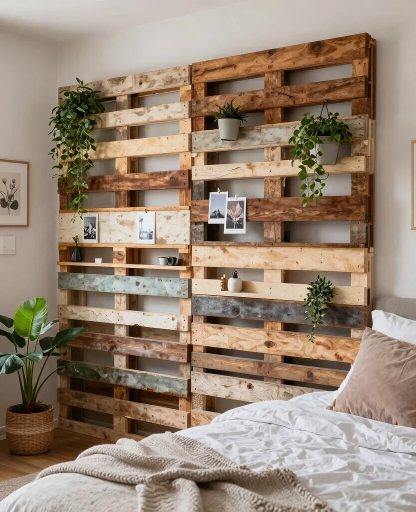 19 Creative Bedroom Divider Ideas That Will Transform Your Space Instantly! - 15. DIY Pallet Wall 1