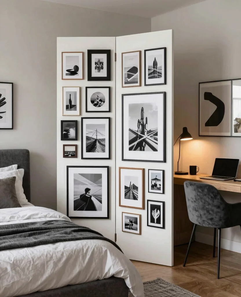 19 Creative Bedroom Divider Ideas That Will Transform Your Space Instantly! - 19. Art Gallery Divider 1