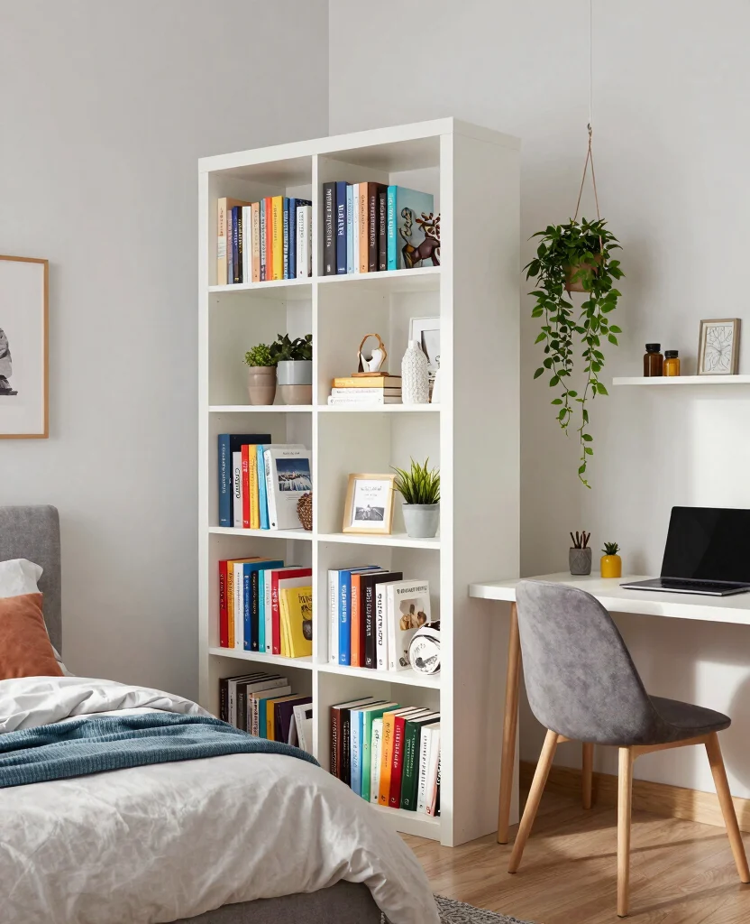 19 Creative Bedroom Divider Ideas That Will Transform Your Space Instantly! - 3. Bookshelf Divider 1