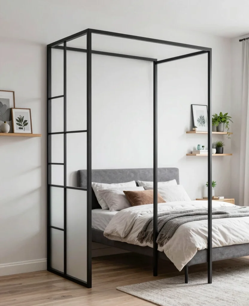 19 Creative Bedroom Divider Ideas That Will Transform Your Space Instantly! - 5. Open-Frame Divider 1