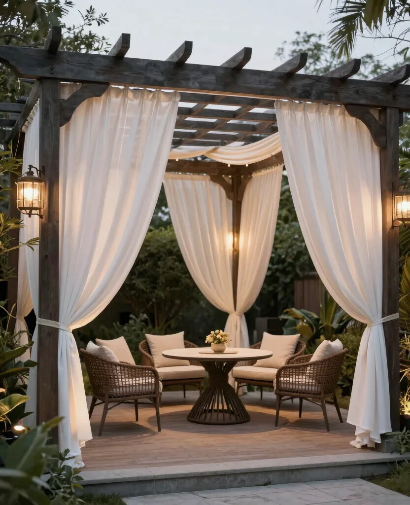 19 Deck Privacy Ideas That Will Transform Your Outdoor Space into a Cozy Retreat! - 13. Pergolas with Drapes 1