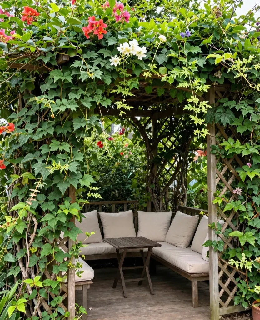 19 Deck Privacy Ideas That Will Transform Your Outdoor Space into a Cozy Retreat! - 6. Trellis with Climbing Vines 1
