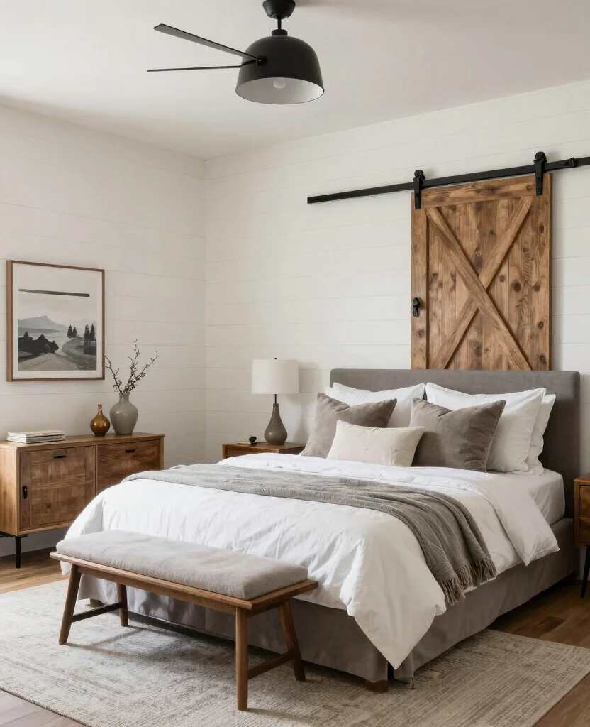 19 Eclectic Bedroom Ideas That'll Make You Want to Redecorate Right Now! - 13. Modern Farmhouse