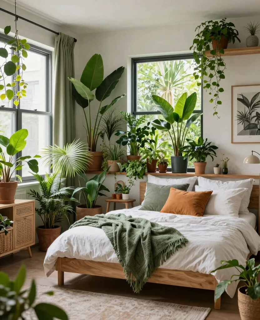 19 Eclectic Bedroom Ideas That'll Make You Want to Redecorate Right Now! - 14. Urban Jungle