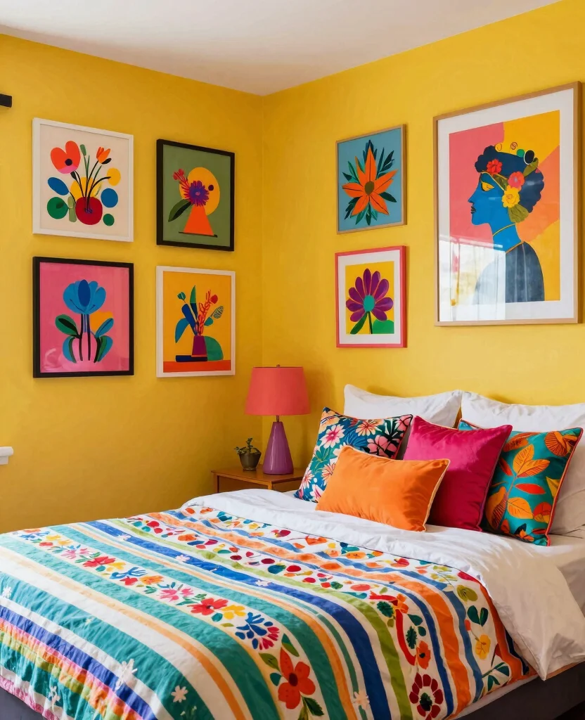 19 Eclectic Bedroom Ideas That'll Make You Want to Redecorate Right Now! - 3. Color Pop Paradise