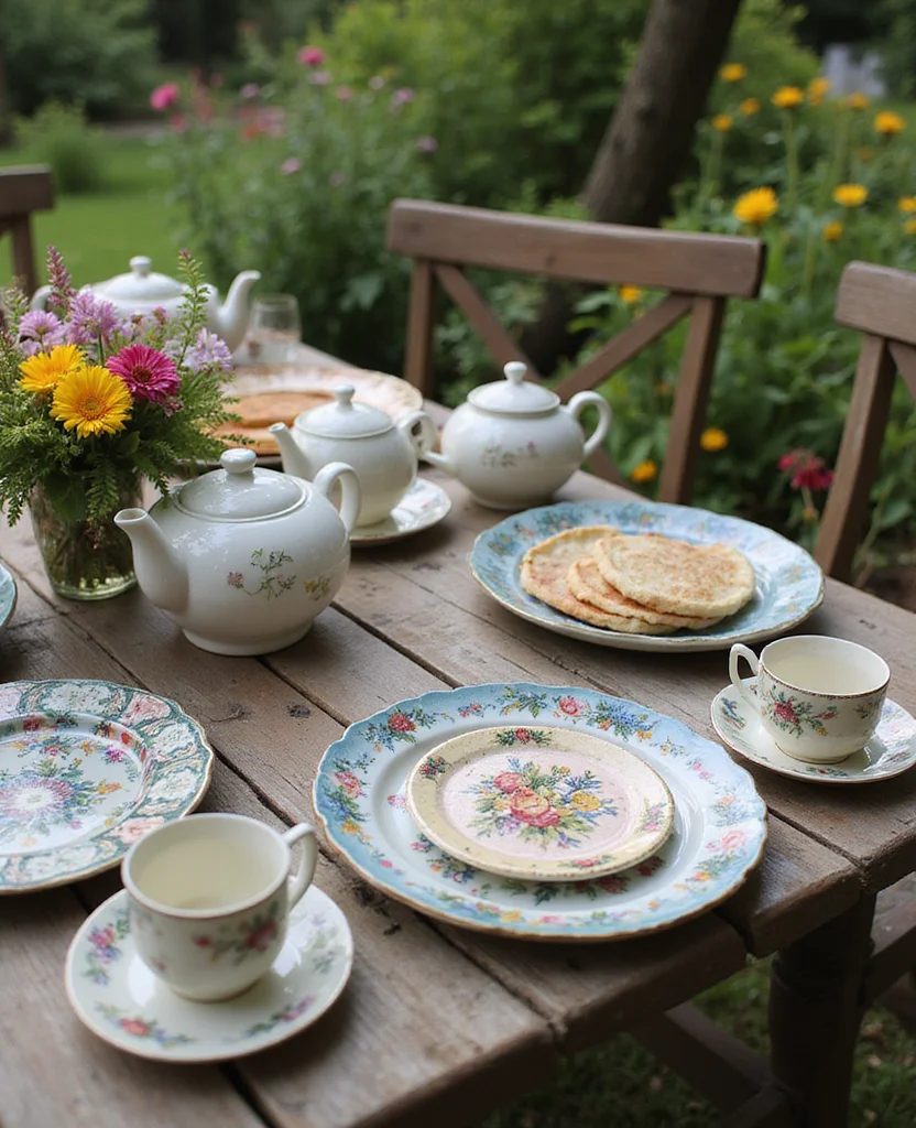 19 Enchanting Cottage Core Backyard Ideas That'll Transform Your Space into a Fairytale! 114 19 Enchanting Cottage Core Backyard Ideas That'll Transform Your Space into a Fairytale! - 11. Use Vintage Tea Sets for Outdoor Dining