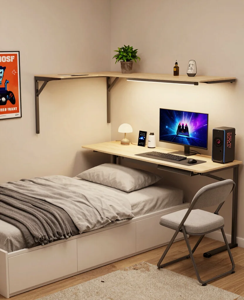 19 Epic Gaming Bedroom Ideas for Small Spaces (Your Friends Will Be Jealous of #8!) 2 19 Epic Gaming Bedroom Ideas for Small Spaces (Your Friends Will Be Jealous of #8!) - 1. Multifunctional Furniture 1