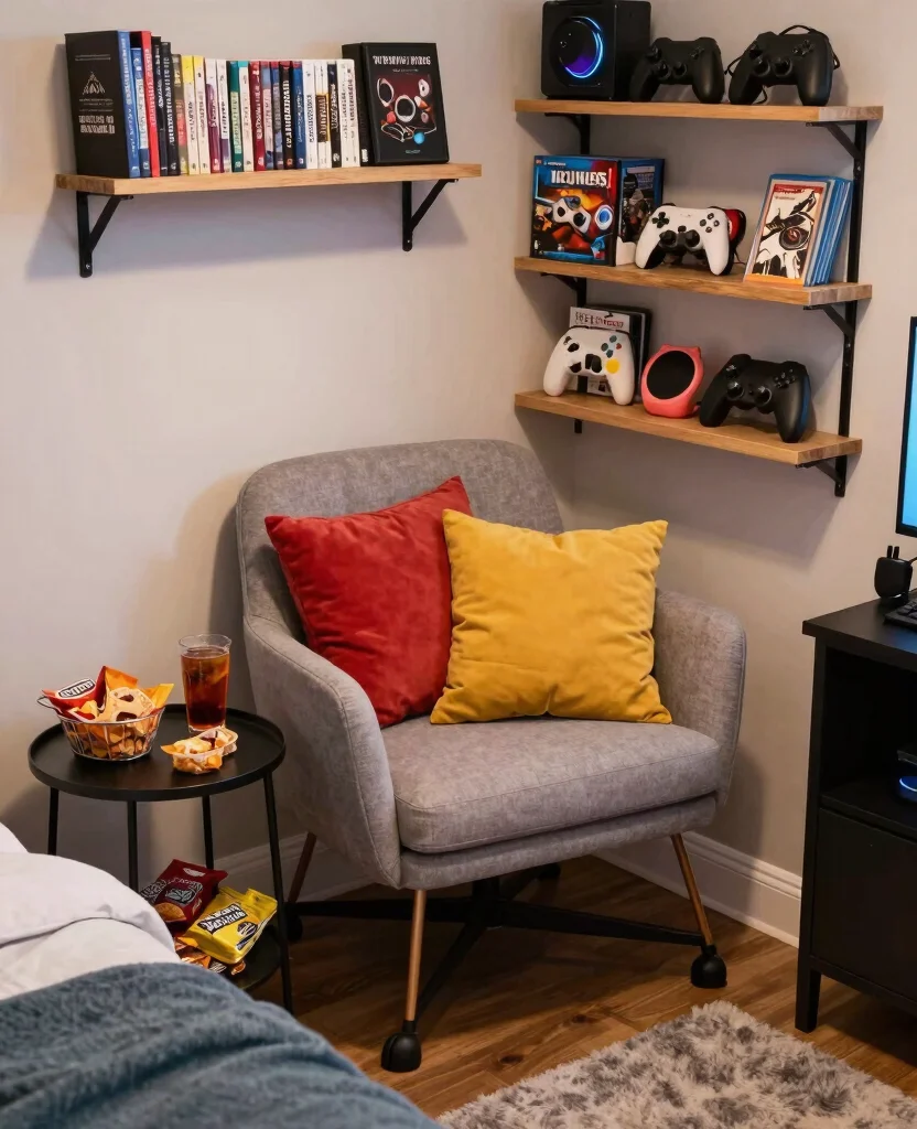 19 Epic Gaming Bedroom Ideas for Small Spaces (Your Friends Will Be Jealous of #8!) 79 19 Epic Gaming Bedroom Ideas for Small Spaces (Your Friends Will Be Jealous of #8!) - 8. Gaming Nook 1