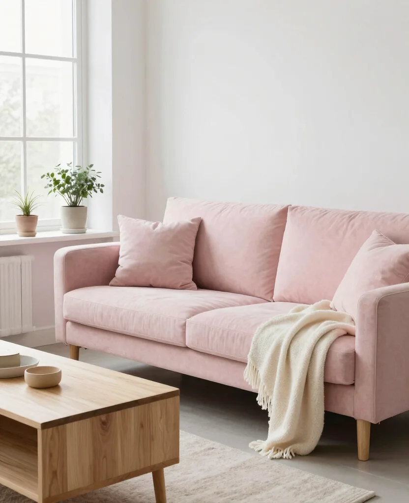 19 Fabulous Pink Couch Living Room Ideas That Will Make You Swoon! 46 19 Fabulous Pink Couch Living Room Ideas That Will Make You Swoon! - 5. Scandinavian Pink