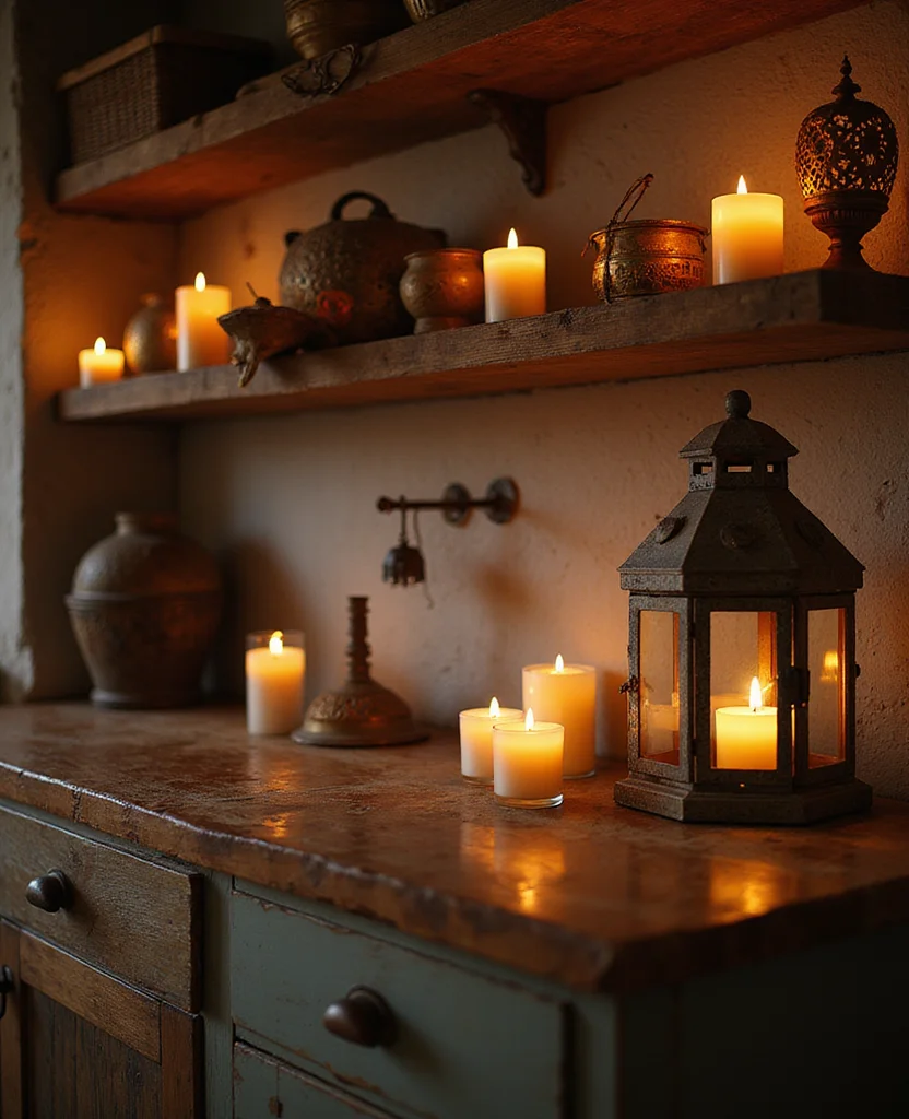 19 Fall Kitchen Decor Ideas That'll Make You Want to Cook All Season Long! - 10. Candles and Lanterns