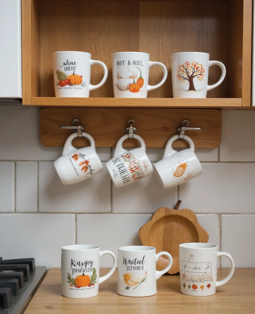 19 Fall Kitchen Decor Ideas That'll Make You Want to Cook All Season Long! - 12. Autumn-Themed Mugs